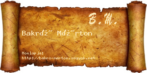 Bakró Márton névjegykártya