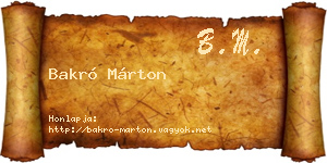 Bakró Márton névjegykártya