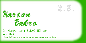 marton bakro business card