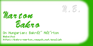 marton bakro business card